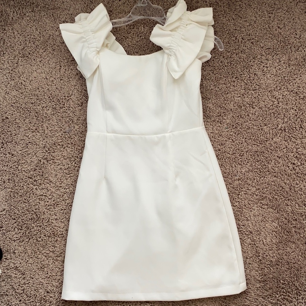 White do + be ruffle mini dress